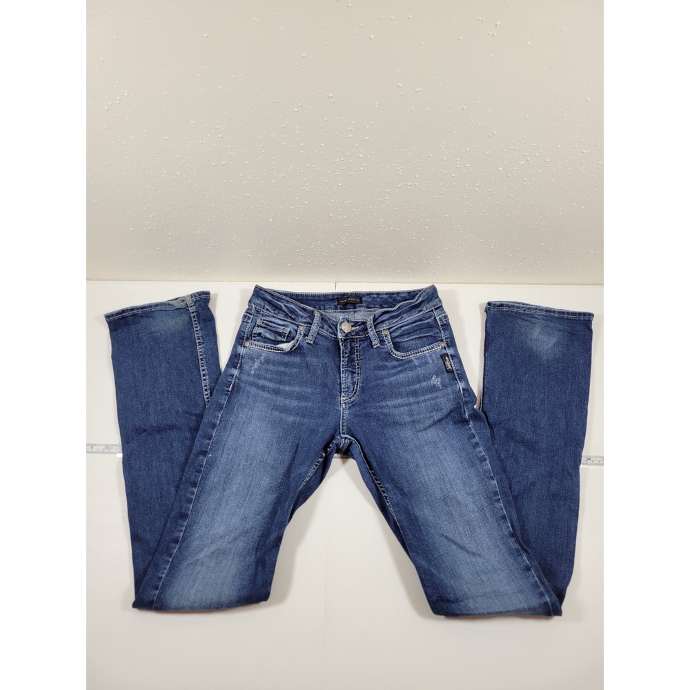 Silver Jeans Avery Slim Boot Women 29 Blue High Rise Flap Pocket L94613SSX318